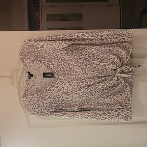 Express long sleeve vneck top with tie